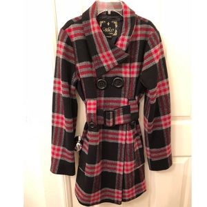 Winter Ladies Red Black Plaid Coat Winter Ladies Red Black Plaid Coat